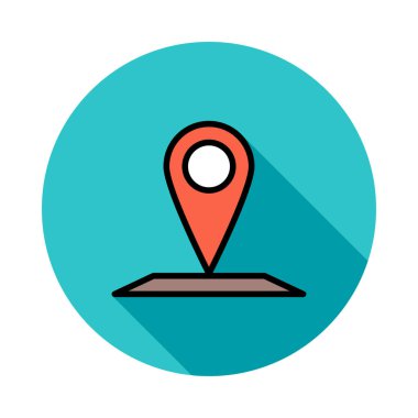 konumu PIN harita düz simgesi, vektör, illüstrasyon 