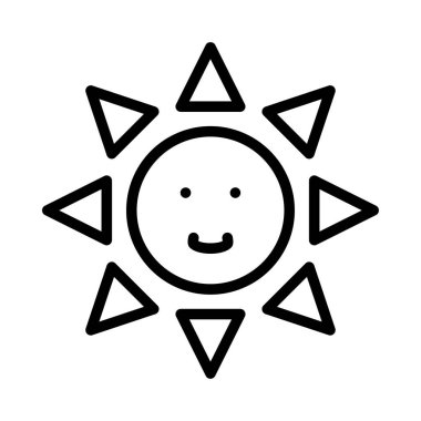 yaz güneş düz simgesi, vektör, illüstrasyon