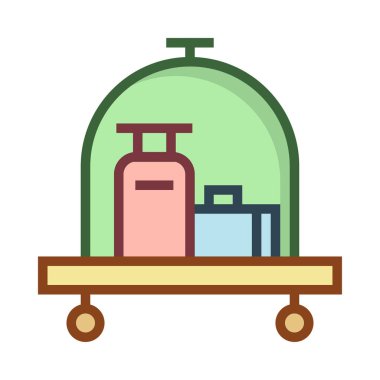 Bagaj arabası düz simgesi, vektör, illüstrasyon  