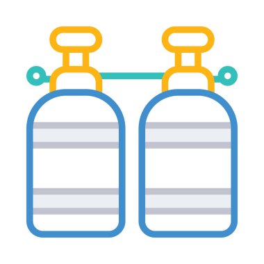 Yüzme düz simgesi, vektör, illüstrasyon için oksijen silindir