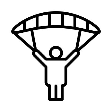 paraşüt uçuş düz simgesi, vektör, illüstrasyon