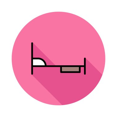 Motel uyku yatak düz simgesi, vektör, illüstrasyon 