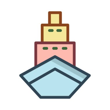 Cruise Gemi düz simgesi, vektör, illüstrasyon  