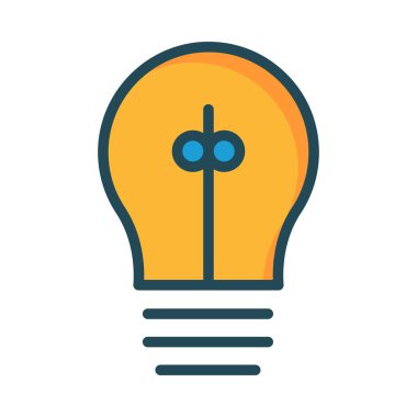 ampul düz simgesi, vektör, illüstrasyon, fikir kavramı 