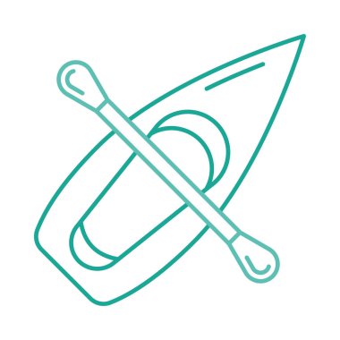 Kano kürek düz simgesi beyaz arka plan, vektör, illüstrasyon izole  