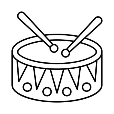 Beyaz arka plan, vektör, illüstrasyon izole davul düz simgesi