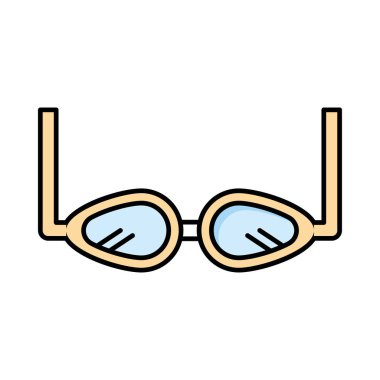 Yüzme gözlüğü düz simgesi, vektör, illüstrasyon