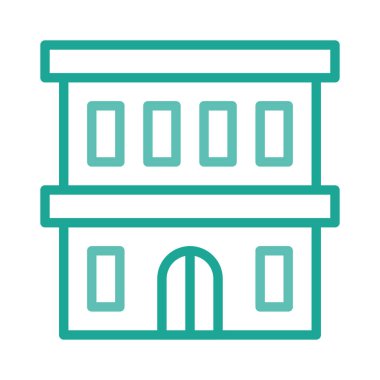 Otel binası düz simgesi, vektör, illüstrasyon