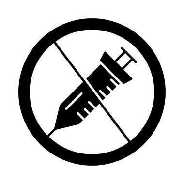 Beyaz arka plan, vektör, illüstrasyon izole şırınga düz simgesi ile yasaklı enjeksiyon