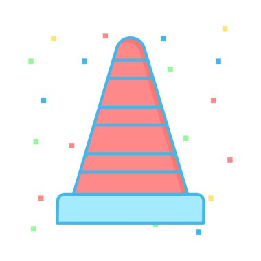 Dur koni düz simgesi beyaz arka plan, vektör, illüstrasyon izole