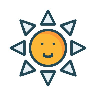 yaz güneş düz simgesi, vektör, illüstrasyon