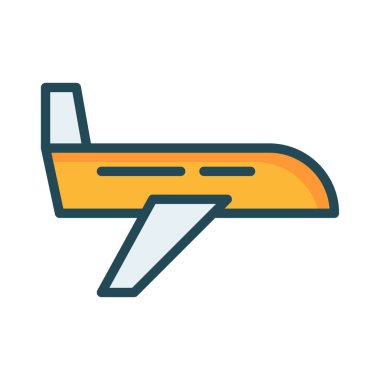 Uçak, uçuş düz simgesi, vektör, illüstrasyon, kavram seyahat 