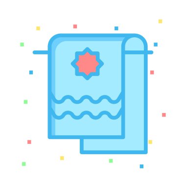 Havlu Banyo duş düz kutsal kişilerin resmi, vektör, illüstrasyon  