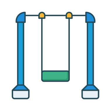 park salıncak düz simgesi beyaz arka plan, vektör, illüstrasyon izole