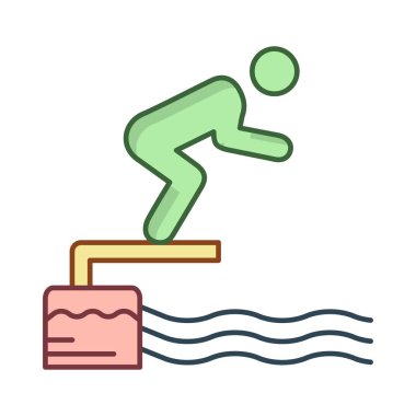 Yüzme Havuzu düz simgesi beyaz arka plan, vektör, illüstrasyon izole