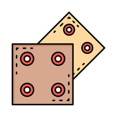 zar düz simgesi beyaz arka plan, vektör, illüstrasyon izole oyunu