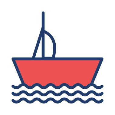 Yat düz simgesi, vektör, illüstrasyon, cruise kavramı 