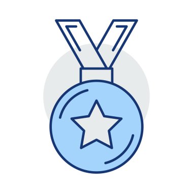 Spor ödül madalya düz simgesi beyaz arka plan, vektör, illüstrasyon izole  