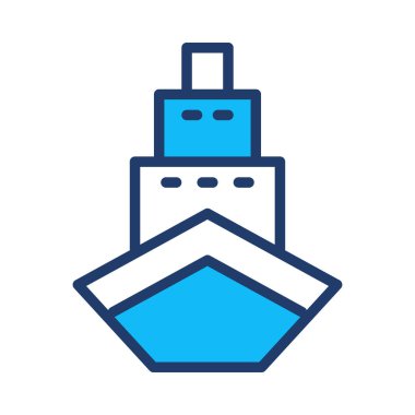 Cruise Gemi düz simgesi, vektör, illüstrasyon  