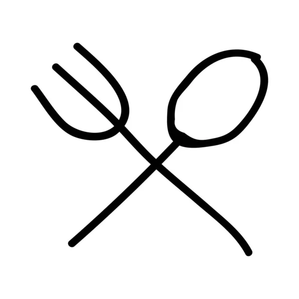 Restaurant Gabel Und Löffel Flaches Symbol Vektor Illustration — Stockvektor