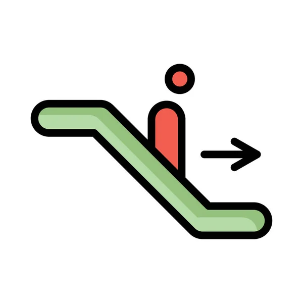 Passenger Escalator Flat Icon Isolated White Background Vector Illustration — Stock Vector