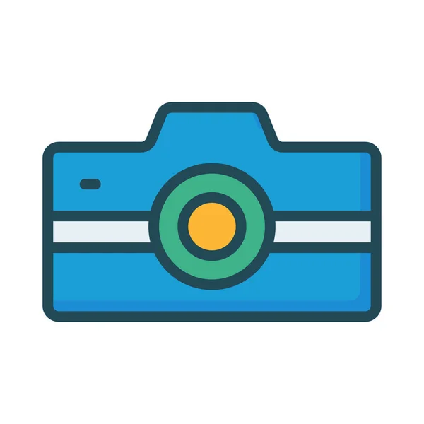 Иконка Плоской Камеры Вектор Иллюстрация Концепция Фотографии — стоковый вектор