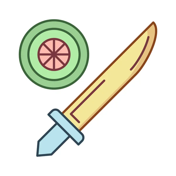 Messer Mit Flachem Zielsymbol Isoliert Auf Weißem Hintergrund Vektor Illustration — Stockvektor