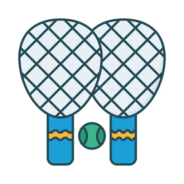 Racchette Tennis Con Icona Piatta Sfera Isolata Sfondo Bianco Vettore — Vettoriale Stock