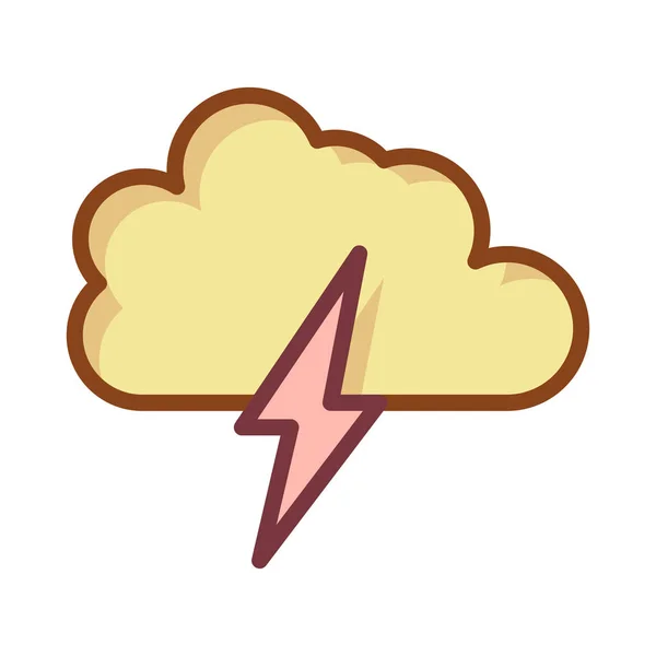 Nube Trueno Con Rayo Icono Plano Vector Ilustración — Archivo Imágenes Vectoriales