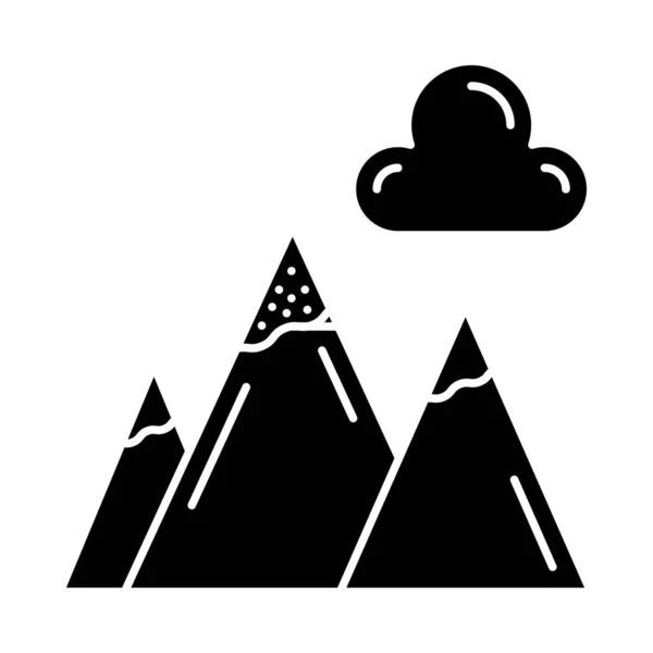 山与云平图标查出在白色背景 — 图库矢量图片