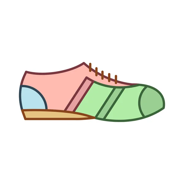 Jogger Sneaker Flat Ikonen Isolerad Vit Bakgrund Vektor Illustration — Stock vektor
