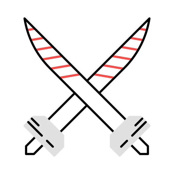 Schwerter Flaches Symbol Isoliert Auf Weißem Hintergrund Vektor Illustration — Stockvektor