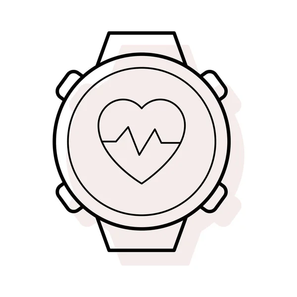 Reloj Con Corazón Icono Plano Vector Ilustración — Vector de stock