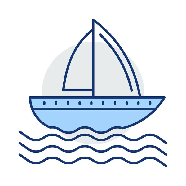 Яхта Плоская Икона Вектор Иллюстрация Концепция Круиза — стоковый вектор