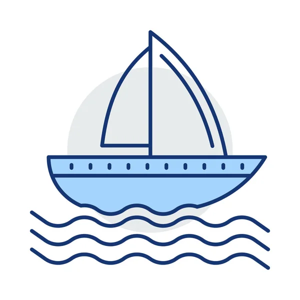 Yacht Flat Icon Vector Illustration Cruise Concept — Stock Vector