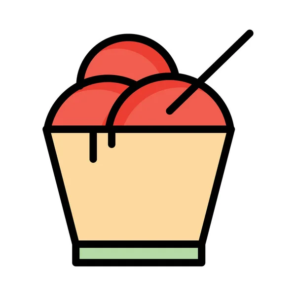 Bowl Ice Cream Flat Icon Vector Illustration — Stock Vector