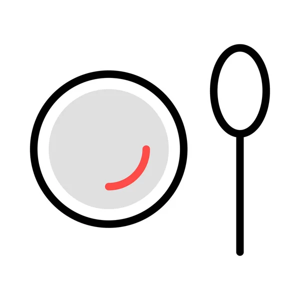 Assiette Restaurant Avec Cuillère Icône Plate Vecteur Illustration — Image vectorielle