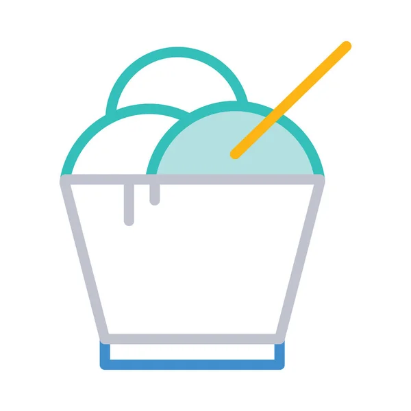 Bowl Ice Cream Flat Icon Vector Illustration — Stock Vector