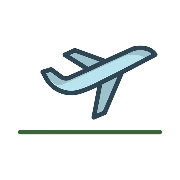 Takeoff Airplane Flat Icon Vector Illustration — Stock Vector