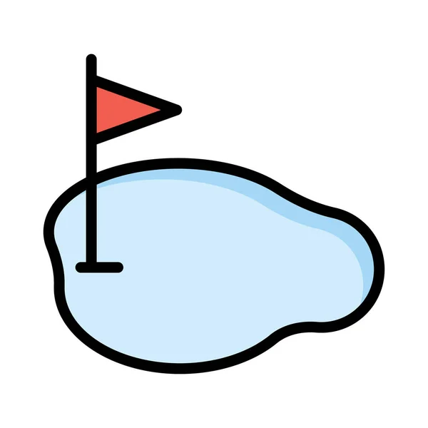 Bandera Golf Icono Plano Campo Vector Ilustración — Archivo Imágenes Vectoriales