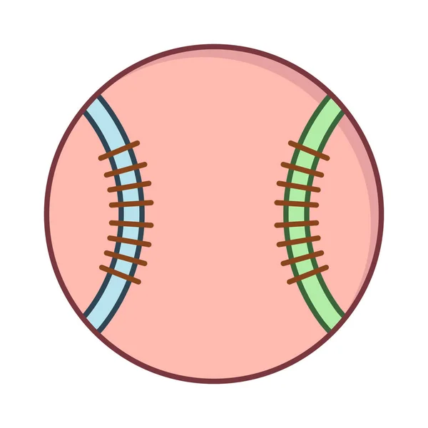 Softbal Bal Platte Pictogram Geïsoleerd Een Witte Achtergrond Vector Illustratie — Stockvector