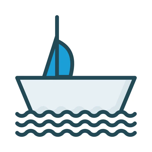 Яхта Плоский Значок Вектор Ілюстрація Круїз Концепція — стоковий вектор