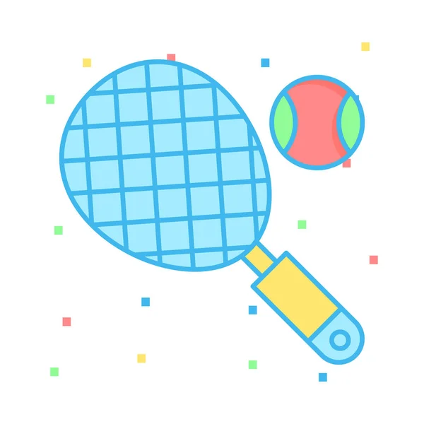 Raqueta Tenis Con Bola Icono Plano Aislado Sobre Fondo Blanco — Vector de stock