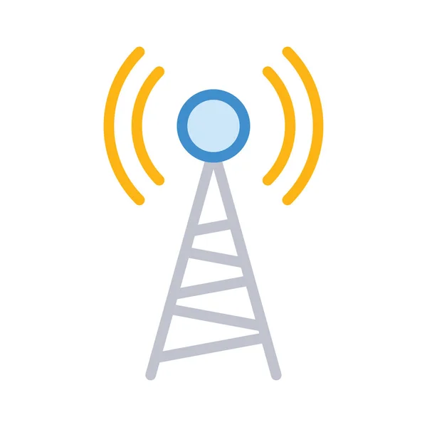 Antennenmast Signalisiert Flaches Symbol Vektor Illustration — Stockvektor