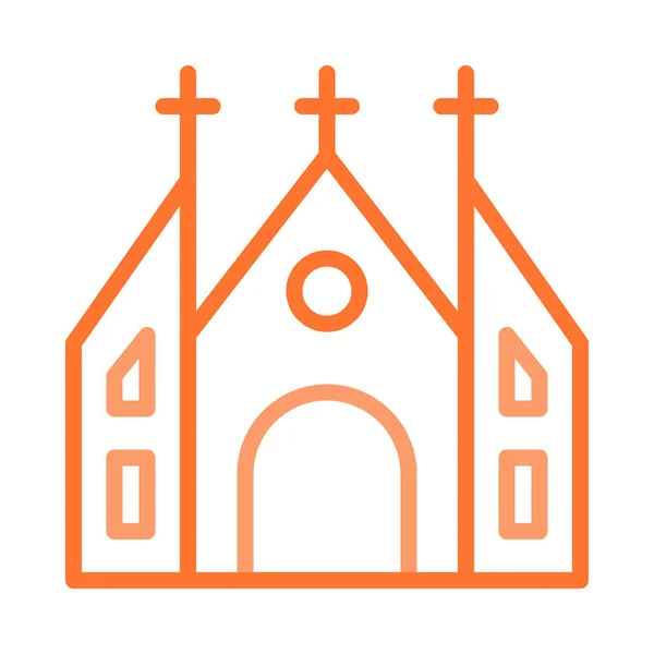 Katholische Kirche Gebäude Flache Ikone Vektor Illustration — Stockvektor