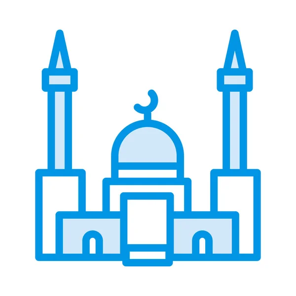 Muslimská Modlitebna Mešity Ploché Ikony Vektorová Ilustrace — Stockový vektor