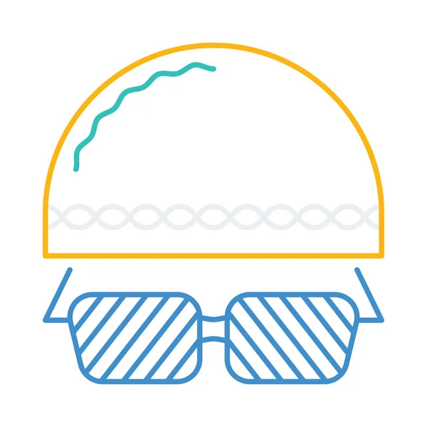 Gözlük Şapka Düz Simgesi Vektör Illüstrasyon Ile Yüzme — Stok Vektör