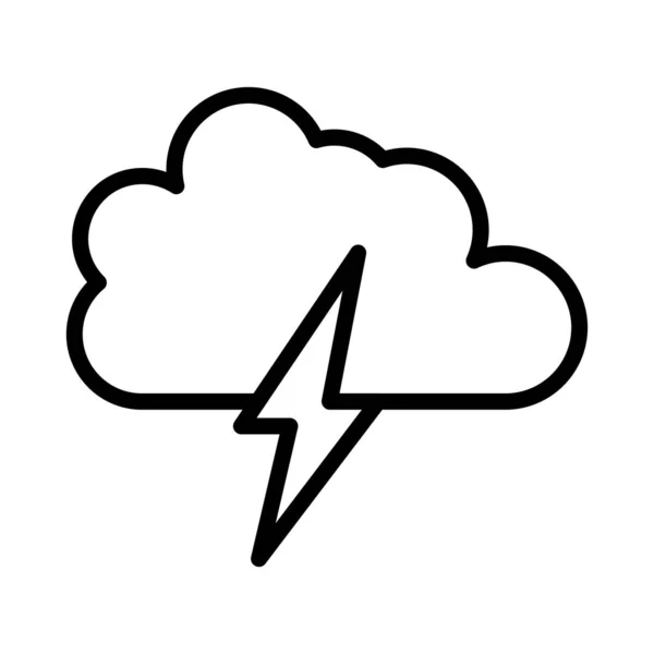 Nube Trueno Con Rayo Icono Plano Vector Ilustración — Vector de stock