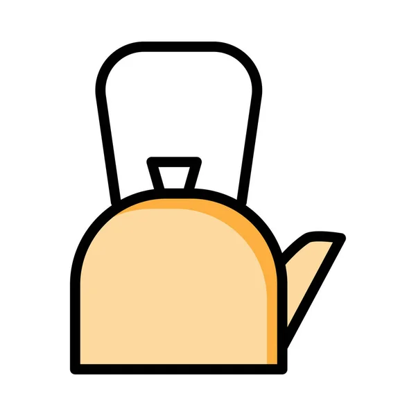 Hot Tea Kettle Flat Icon Vector Illustration — Stock Vector