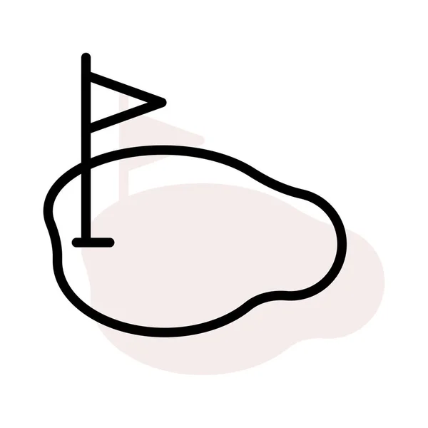 Drapeau Golf Sur Terrain Icône Plate Vecteur Illustration — Image vectorielle